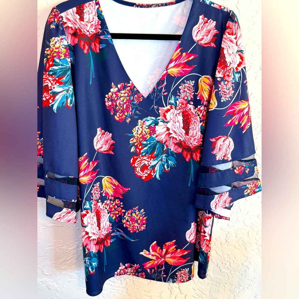 Floral V-Neck Women's Top